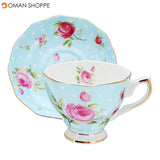 Porcelain Fashion British Bone China Cafe Cup Set Saucer Ceramic Flower Tea Set	