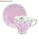 Porcelain Fashion British Bone China Cafe Cup Set Saucer Ceramic Flower Tea Set	