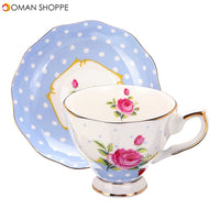 Porcelain Fashion British Bone China Cafe Cup Set Saucer Ceramic Flower Tea Set	