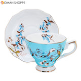 Porcelain Fashion British Bone China Cafe Cup Set Saucer Ceramic Flower Tea Set	