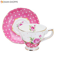 Porcelain Fashion British Bone China Cafe Cup Set Saucer Ceramic Flower Tea Set	