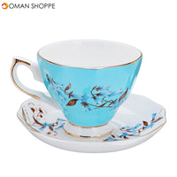 Porcelain Fashion British Bone China Cafe Cup Set Saucer Ceramic Flower Tea Set	