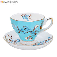 Porcelain Fashion British Bone China Cafe Cup Set Saucer Ceramic Flower Tea Set	