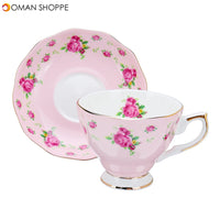 Porcelain Fashion British Bone China Cafe Cup Set Saucer Ceramic Flower Tea Set	