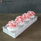 Rectangle Cake Pan Stand Dessert Pastry Tray Wedding Banquet Cupcake Holder Display 