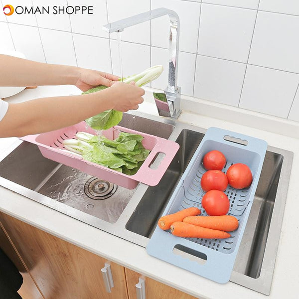 Retractable Storage Rack Drying Vegetable Drain Basket Dish Sink Basin Drain for Kitchen Tool