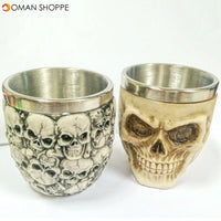 Retro 3D Stainless Steel Skull Cup Novelty Skull Head Vodka Mug Coffee Drinking Cup Drinkware