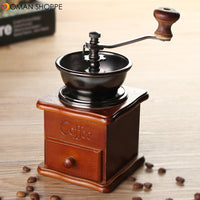 Retro Stainless Multifunction Manual Coffee Bean Grinder Wooden Nut Mill Hand Grinding Tool 