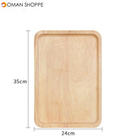 Rubber Wood Pan Plate Fruit Dishes Saucer Tea Tray Dessert Dinner Bread Wood Plate Japanese Round/Rectangle/Square/Oval Shape