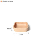 Rubber Wood Pan Plate Fruit Dishes Saucer Tea Tray Dessert Dinner Bread Wood Plate Japanese Round/Rectangle/Square/Oval Shape