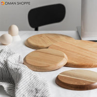 Rubber Wood Round Plate Fruit Dishes Saucer Tea Tray Dessert Dinner Plate Tableware Whole Wood Breakfast Bread Plate