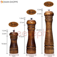 Salt and Pepper Mills, Solid Wood Pepper Mill with Strong Adjustable Ceramic Grinder  5" 8" 10" - Kitchen Tools by Leeseph