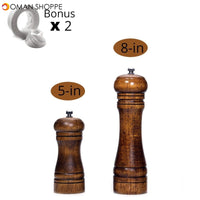 Salt and Pepper Mills, Solid Wood Pepper Mill with Strong Adjustable Ceramic Grinder  5" 8" 10" - Kitchen Tools by Leeseph