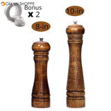 Salt and Pepper Mills, Solid Wood Pepper Mill with Strong Adjustable Ceramic Grinder  5" 8" 10" - Kitchen Tools by Leeseph