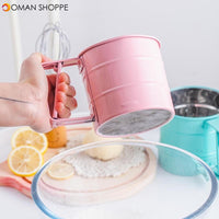 Semi-automatic Handheld Flour Shaker Cocoa Powder Hand-screened Stainless Steel Mesh Sieve Cup Sugar Baking Tools