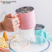 Semi-automatic Handheld Flour Shaker Cocoa Powder Hand-screened Stainless Steel Mesh Sieve Cup Sugar Baking Tools