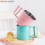 Semi-automatic Handheld Flour Shaker Cocoa Powder Hand-screened Stainless Steel Mesh Sieve Cup Sugar Baking Tools