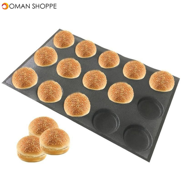 Silicone Bun Bread Forms Non Stick Baking Sheets Perforated Hamburger Molds Muffin Pan Tray