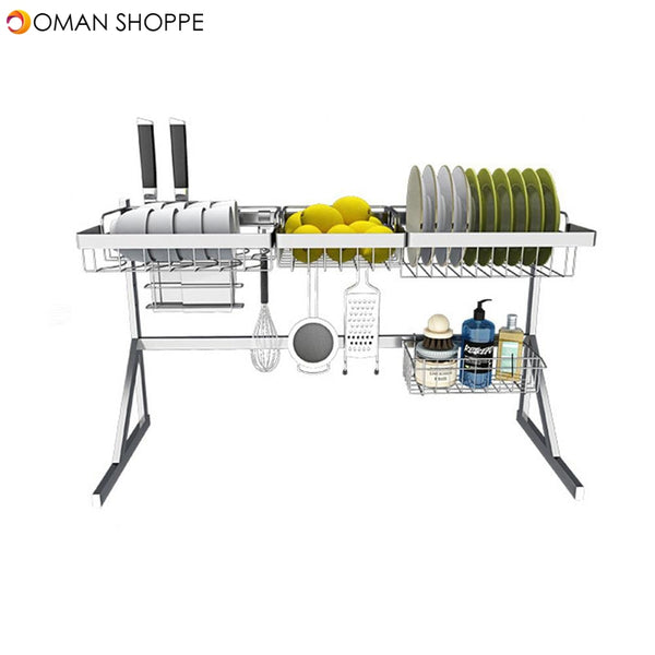 Single Double Slot Stainless Steel Dish Drying Rack Storage Multifunctional Arrangement for Home Kitchen Counter