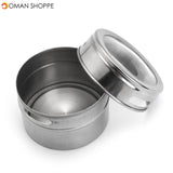 Skymore 12Pcs Spice Jar Set Stainless Steel Magnetic Spice Tins Spice Organizer Condiment Container Clear Top Lid & Sift-Pour with Spice Labels