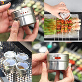 Skymore 12Pcs Spice Jar Set Stainless Steel Magnetic Spice Tins Spice Organizer Condiment Container Clear Top Lid & Sift-Pour with Spice Labels