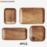 Solid Wood Tray Dinner Plate Disc Coffee Tea Tray Fruit Bread Food Dessert Breakfast Plate Square Rectangle