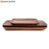 Solid Wood Tray Dinner Plate Disc Coffee Tea Tray Fruit Bread Food Dessert Breakfast Plate Square Rectangle