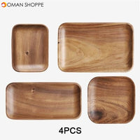 Solid Wood Tray Dinner Plate Disc Coffee Tea Tray Fruit Bread Food Dessert Breakfast Plate Square Rectangle