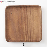 Solid Wood Tray Dinner Plate Disc Coffee Tea Tray Fruit Bread Food Dessert Breakfast Plate Square Rectangle