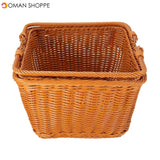 Square Woven Hand Storage Baskets Double Folding Handles Picnic Basket for Outdoor Living