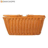 Square Woven Hand Storage Baskets Double Folding Handles Picnic Basket for Outdoor Living