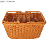 Square Woven Hand Storage Baskets Double Folding Handles Picnic Basket for Outdoor Living