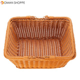 Square Woven Hand Storage Baskets Double Folding Handles Picnic Basket for Outdoor Living