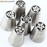 Stainless Steel 11Pcs Russian Flower Pastry Tips Cream Icing Tulip Nozzles Piping Cupcake Kitchen Bakeware Cake Decorating Tools