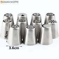 Stainless Steel 11Pcs Russian Flower Pastry Tips Cream Icing Tulip Nozzles Piping Cupcake Kitchen Bakeware Cake Decorating Tools