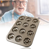 Stainless Steel  12 Continuous Mold Non-stick Household Donut Cake Mold Small Bread Baking Mold