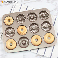 Stainless Steel  12 Continuous Mold Non-stick Household Donut Cake Mold Small Bread Baking Mold