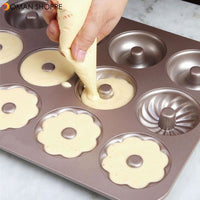 Stainless Steel  12 Continuous Mold Non-stick Household Donut Cake Mold Small Bread Baking Mold