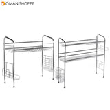 1/2 Layer Tier Stainless Steel Dish Drainer Cutlery Holder Rack Drip Tray Kitchen Tool For Single Sink