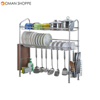 1/2 Layer Tier Stainless Steel Dish Drainer Cutlery Holder Rack Drip Tray Kitchen Tool For Single Sink