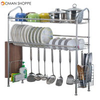 1/2 Layer Tier Stainless Steel Dish Drainer Cutlery Holder Rack Drip Tray Kitchen Tool For Single Sink