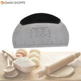 Stainless Steel Kitchen Dough Scraper Chopper Pastry Cutter with Measuring Scale Bakeware Tool 