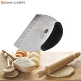 Stainless Steel Kitchen Dough Scraper Chopper Pastry Cutter with Measuring Scale Bakeware Tool 