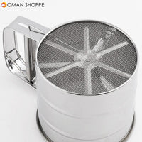 Stainless Steel Mesh Flour Sifter Mechanical Baking Icing Sugar Shaker Sieve Cup Shape Bakeware Baking Pastry Tools