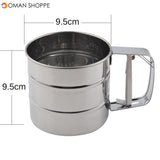 Stainless Steel Mesh Flour Sifter Mechanical Baking Icing Sugar Shaker Sieve Cup Shape Bakeware Baking Pastry Tools