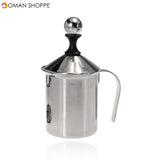 Stainless Steel Pump Milk Frother Creamer Foam Cappuccino 400ML Coffee Double Mesh Froth 