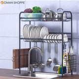 60/70/80/90cm 304 Stainless Steel Rack Shelf Double Layers Storage for Kitchen Dishes Arrangement