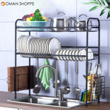 60/70/80/90cm 304 Stainless Steel Rack Shelf Double Layers Storage for Kitchen Dishes Arrangement