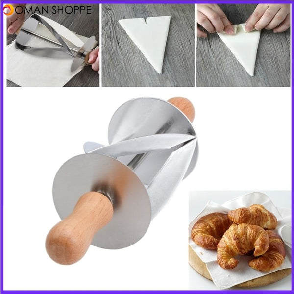 Stainless Steel Rolling Pin Dough Cutter Pastry Baking Croissant Bread Knife Kitchen Christmas Party Decorating Tools