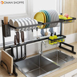 Stainless Steel Shelf Dishes Drying Sink Drain Rack Storage Set for Kitchen Utensils Holder